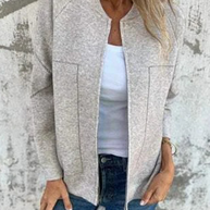 WW | Lässige tägliche Pocket-Patchwork-Reißverschluss-O-Hals-Oberbekleidung - 8 Farben