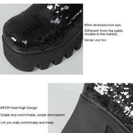 WW | Pailletten Mittel Länge Martin Stiefel Runde Zehe Vorderseite