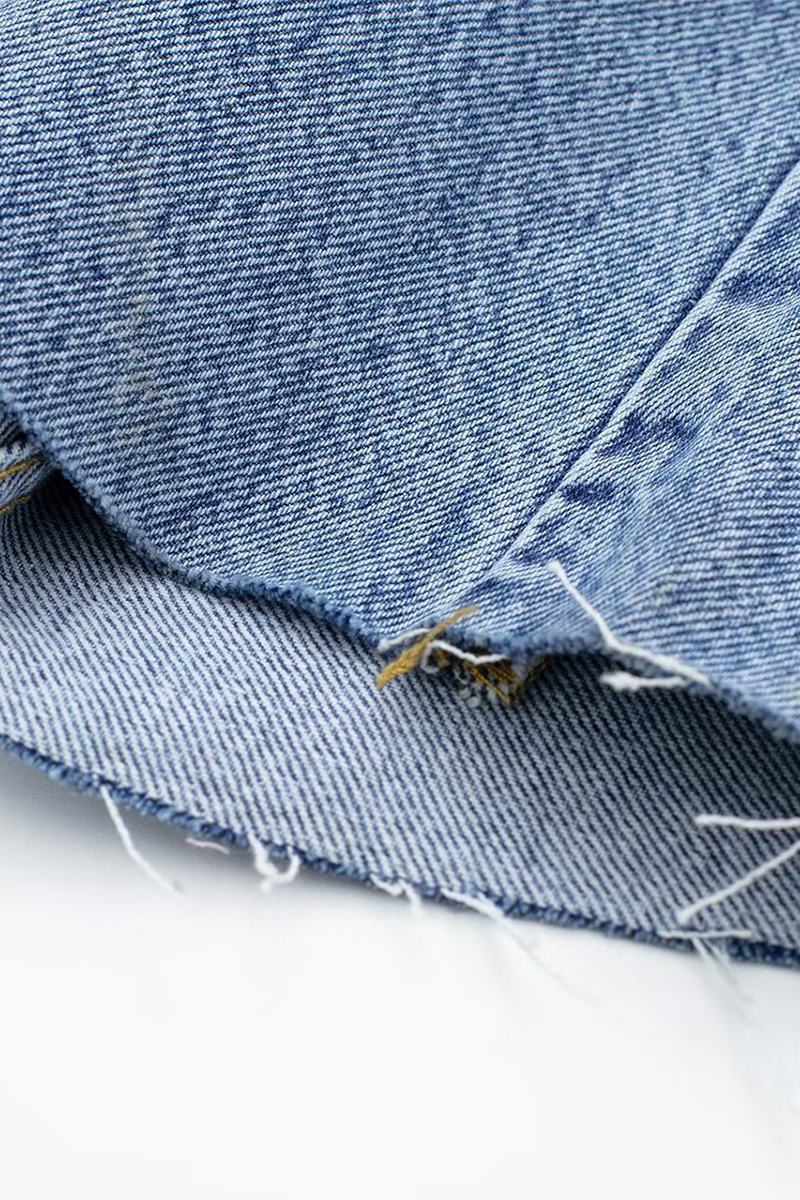 WW | Lässiger Street Einfarbiger Taschenknopf Umlegekragen Lange Ärmel Lockere Denim Overalls