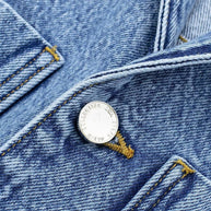 WW | Lässiger Street Einfarbiger Taschenknopf Umlegekragen Lange Ärmel Lockere Denim Overalls