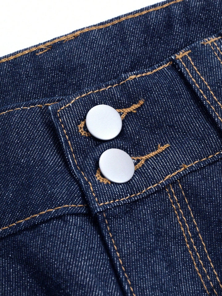 W&W Mode | Vintage-Style Weite Jeans mit Knopfmanschetten