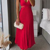 WW | Sommer Sozial Flecken Plissierter Cutout Taille Locker Midi - 6 Farben