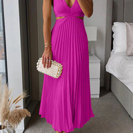 WW | Sommer Sozial Flecken Plissierter Cutout Taille Locker Midi - 6 Farben