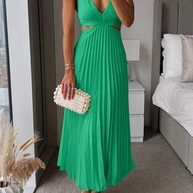 WW | Sommer Sozial Flecken Plissierter Cutout Taille Locker Midi - 6 Farben