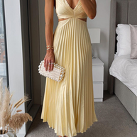 WW | Sommer Sozial Flecken Plissierter Cutout Taille Locker Midi - 6 Farben