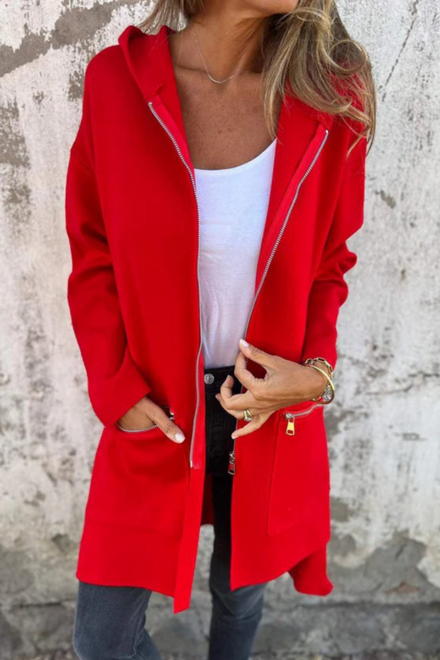 WW | Lässige tägliche Schlitz Reißverschluss Kapuzenoberbekleidung - 9 Farben