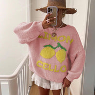 WW | Strickpullover mit Zitronenprint für Damen