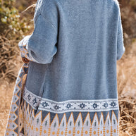 WW | Lässiger Street Colorblock Pocket Weben Kontrast Cardigan Kragen Oberbekleidung