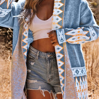 WW | Lässiger Street Colorblock Pocket Weben Kontrast Cardigan Kragen Oberbekleidung