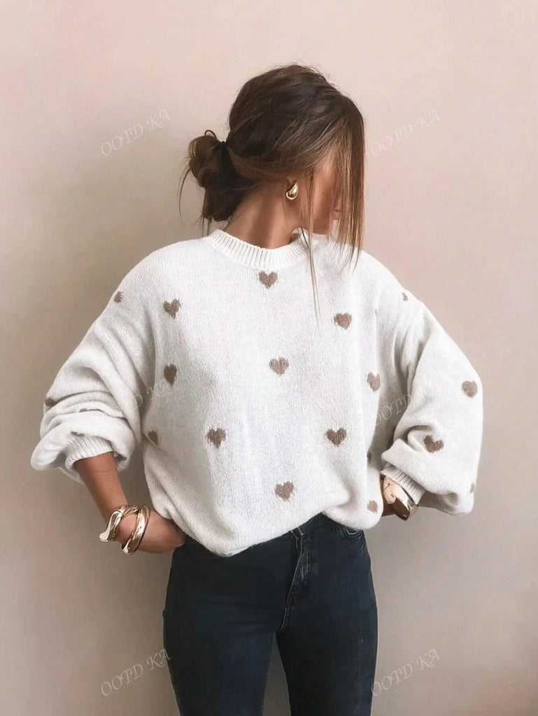 WW | Lässiger Pullover mit Herzmuster für Damen