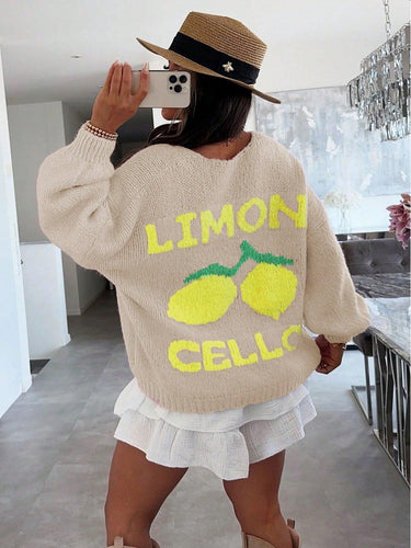 WW | Strickpullover mit Zitronenprint für Damen