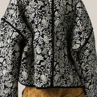 WW | Lässige Blumen Tasche Patchwork Kontrast Mandarin Kragen Outerwear - 12 Farben