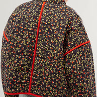 WW | Lässige Blumen Tasche Patchwork Kontrast Mandarin Kragen Outerwear - 12 Farben
