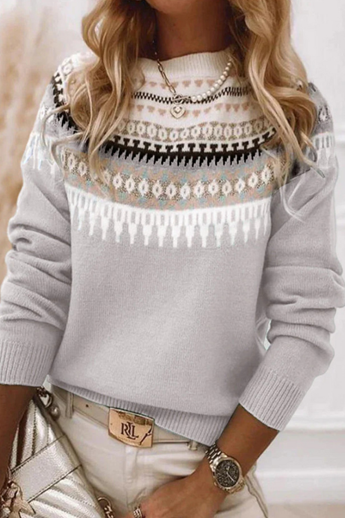 WW | Casual Daily Geometrischer Streifen Kontrast O-Ausschnitt Pullover - 9 Farben