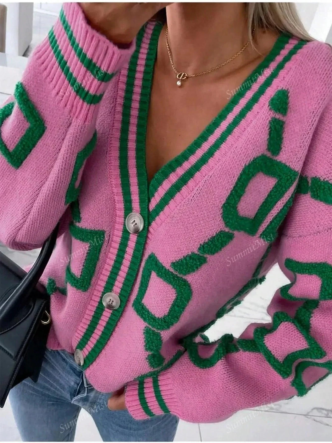 W&W Mode | Strickjacke mit grafischen Drucken für Damen