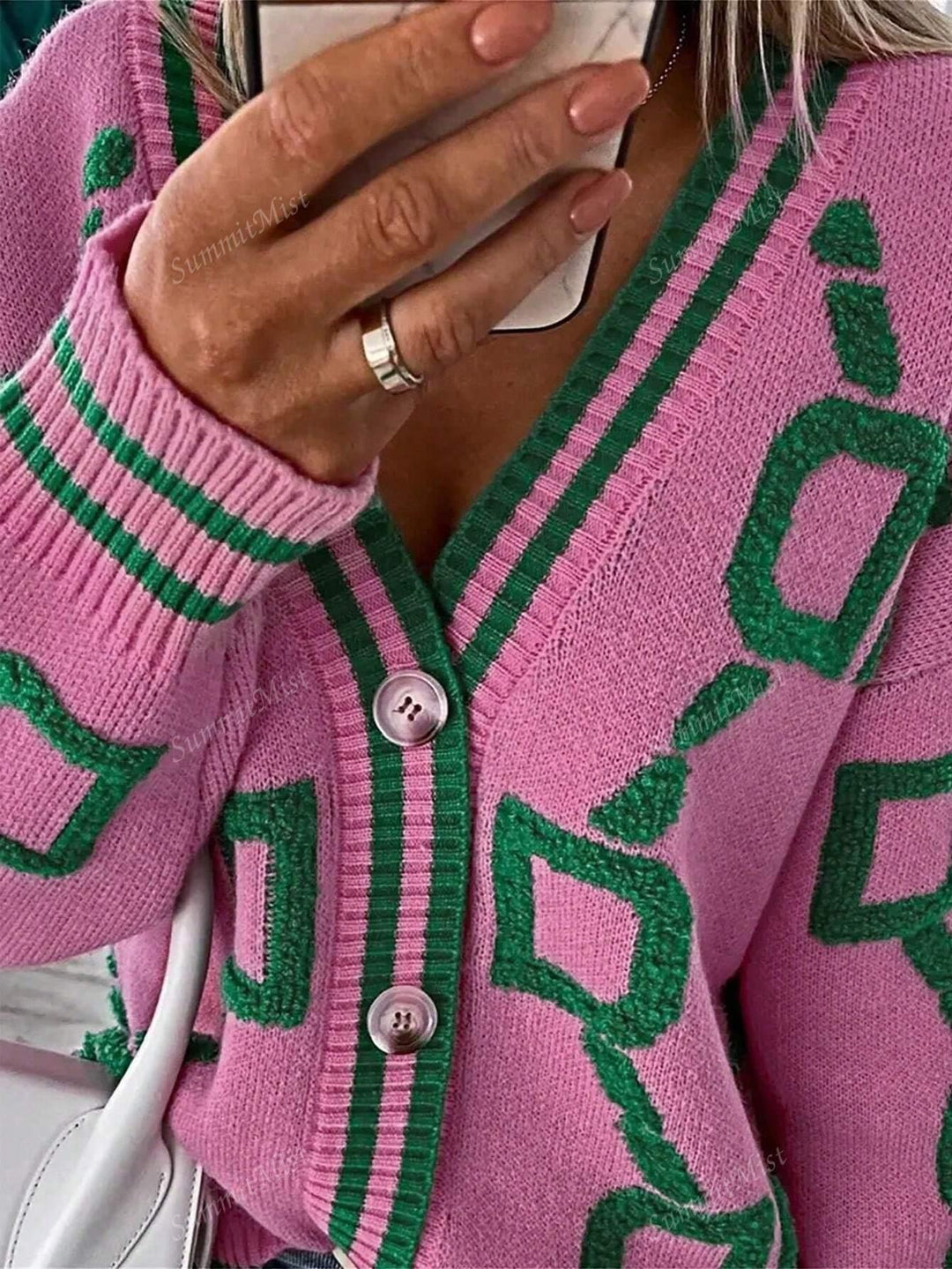 W&W Mode | Strickjacke mit grafischen Drucken für Damen