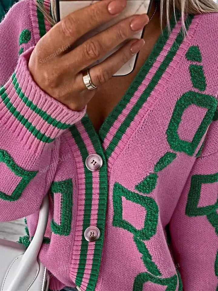 W&W Mode | Strickjacke mit grafischen Drucken für Damen