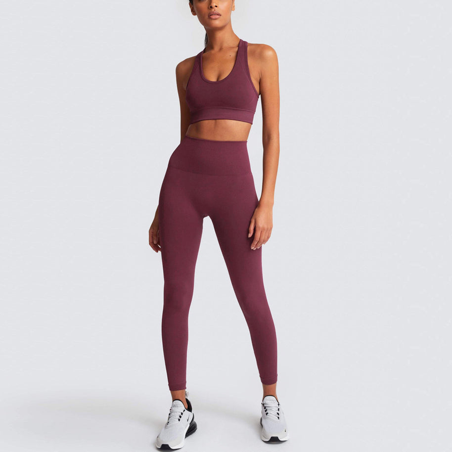 Damen Sport-BH und Hochbund-Leggings Set mit atmungsaktiver und figurformender Eigenschaft WW