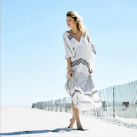 Damen Strandtunika mit grafischen Streifen und luftiger Silhouette WW