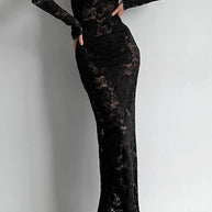 WW | Sexy Spitze Durchsichtige O-Ausschnitt Spitzenkleid Kleider