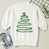 WW | Lässige Rollkragenpullover mit Weihnachtsbaum-Pailletten-Patchwork