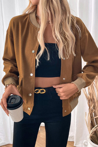 WW | Lässige Oberbekleidung mit unbearbeitetem O-Ausschnitt und Taschenknopf