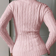 WW | Schnurgestrickter Pullover mit V-Ausschnitt für Damen