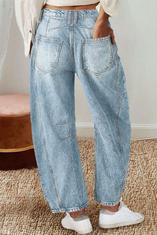 WW | Lässige Distressed Kontrast Mid Waist Denim Jeans