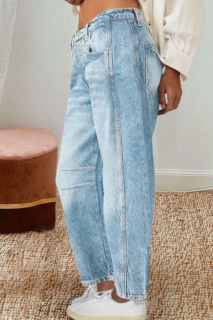 WW | Lässige Distressed Kontrast Mid Waist Denim Jeans