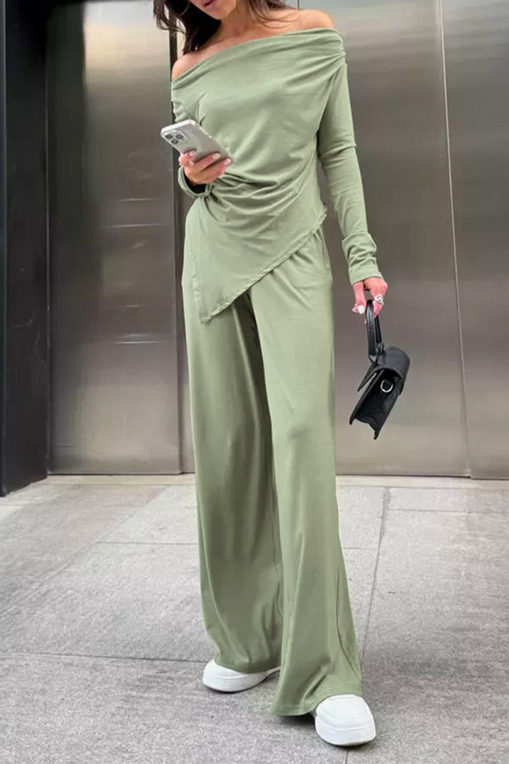 W&W Mode | Stilvolle Herbst Streetwear Off-Shoulder Zweiteilig Set Für Frauen