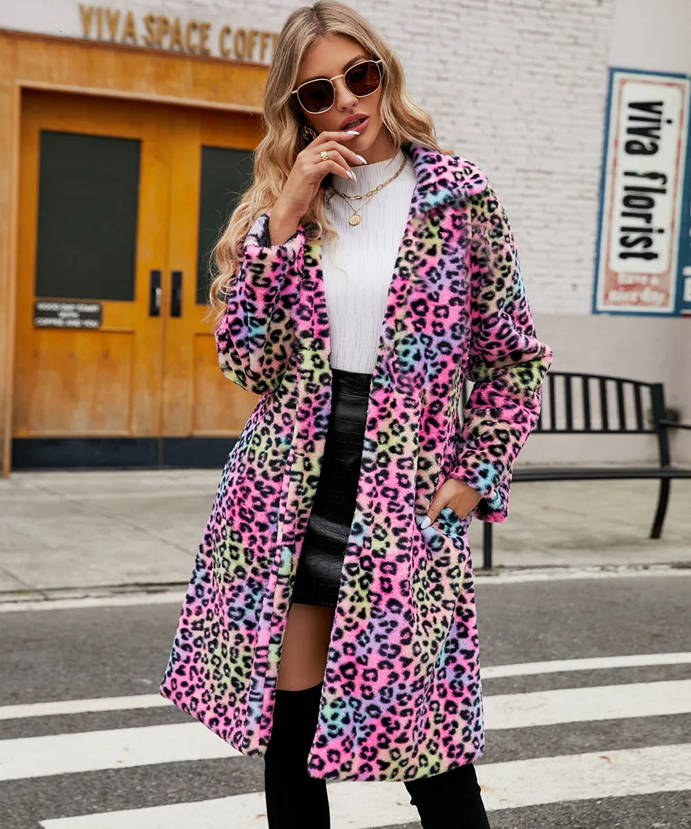 W&W Mode | Fleece-Mantel mit Leopardenmuster