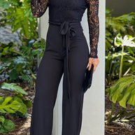 WW | Sexy Casual Elegant Spitzen-Patchwork Rückenfrei Schulterfrei Bodycon Jumpsuits