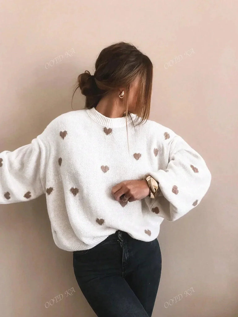 WW | Lässiger Pullover mit Herzmuster für Damen
