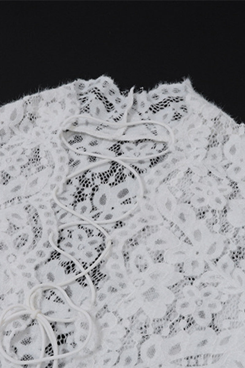 WW | Sexy Spitze Durchsichtige Trägerdesign V-Ausschnitt Spitze Kleid Kleider