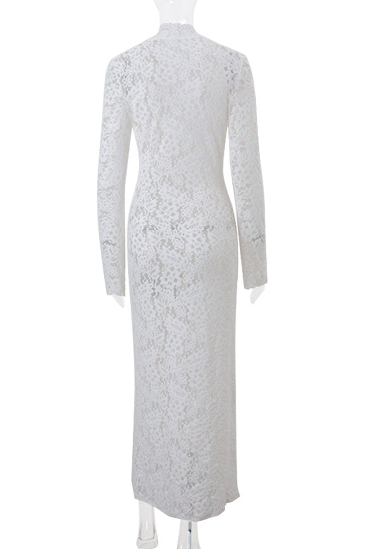 W&W Mode | Sexy Spitze Durchsichtige Trägerdesign V-Ausschnitt Spitze Kleid Kleider