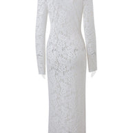 WW | Sexy Spitze Durchsichtige Trägerdesign V-Ausschnitt Spitze Kleid Kleider