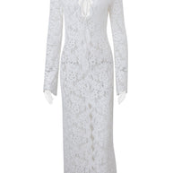 WW | Sexy Spitze Durchsichtige Trägerdesign V-Ausschnitt Spitze Kleid Kleider