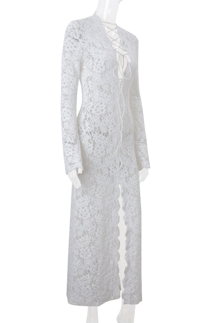 W&W Mode | Sexy Spitze Durchsichtige Trägerdesign V-Ausschnitt Spitze Kleid Kleider