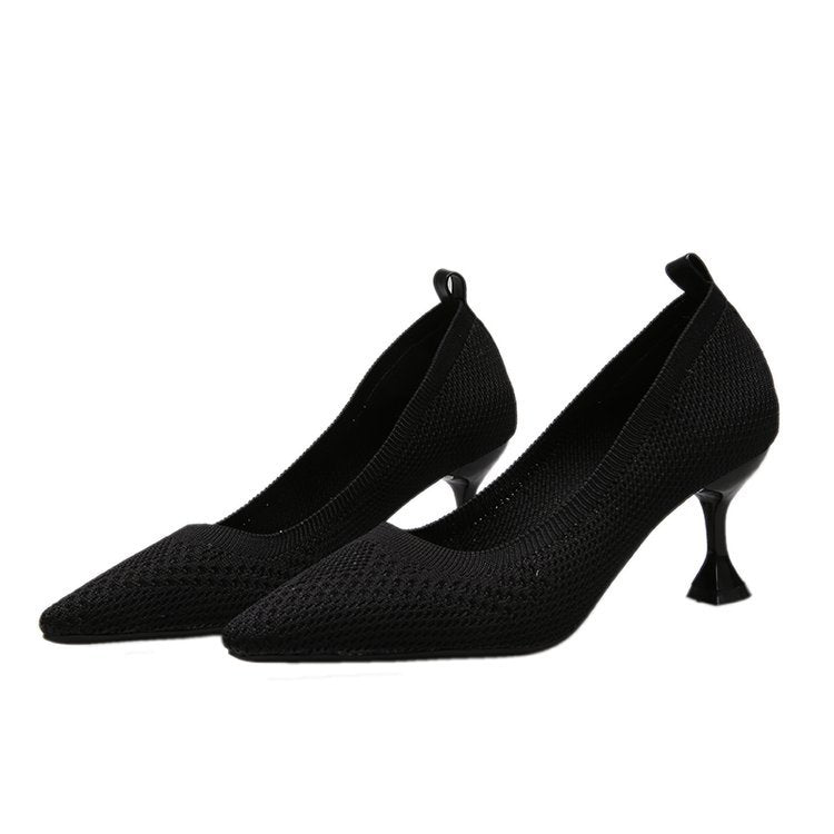 Damen elegante Pumps mit innovativem Strickdesign und hohem Absatz W&W Mode