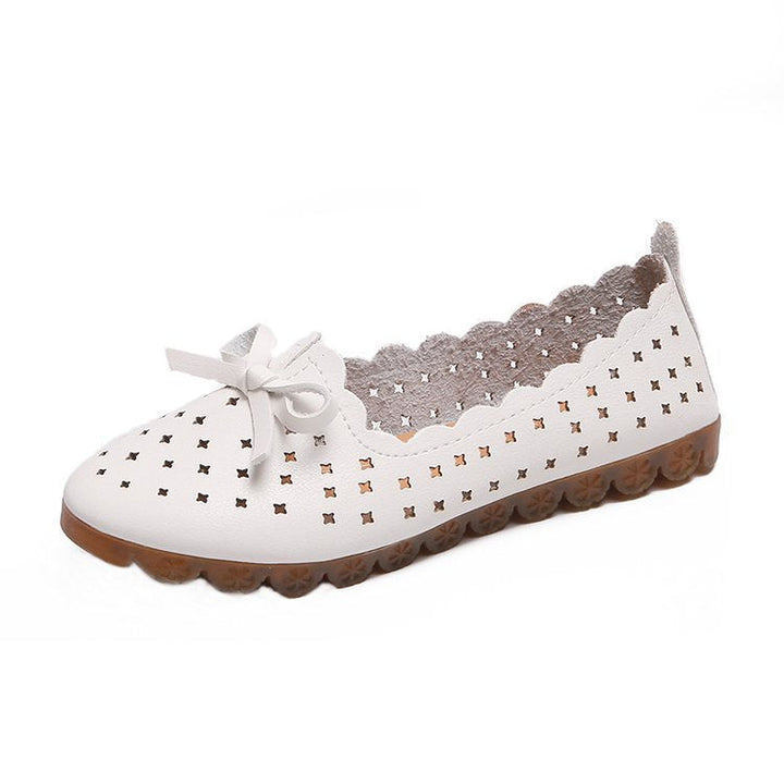 Damen Ballerinas mit dekorativem Lochmuster und eleganter Schleifenapplikation W&W Mode
