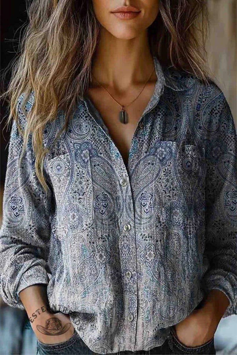 WW | Lässige Bluse mit Floralem Print und Kontrastierendem Umschlagkragen - 6 Farben