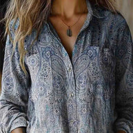 WW | Lässige Bluse mit Floralem Print und Kontrastierendem Umschlagkragen - 6 Farben