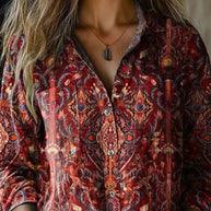 WW | Lässige Bluse mit Floralem Print und Kontrastierendem Umschlagkragen - 6 Farben