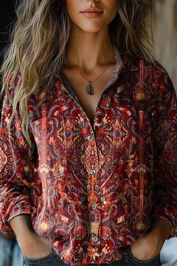 WW | Lässige Bluse mit Floralem Print und Kontrastierendem Umschlagkragen - 6 Farben