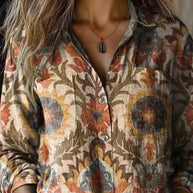 WW | Lässige Bluse mit Floralem Print und Kontrastierendem Umschlagkragen - 6 Farben