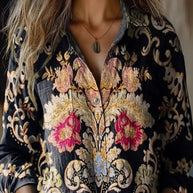WW | Lässige Bluse mit Floralem Print und Kontrastierendem Umschlagkragen - 6 Farben