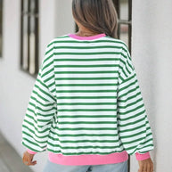 WW | Gestreiftes Sweatshirt mit Rosa Details für Damen
