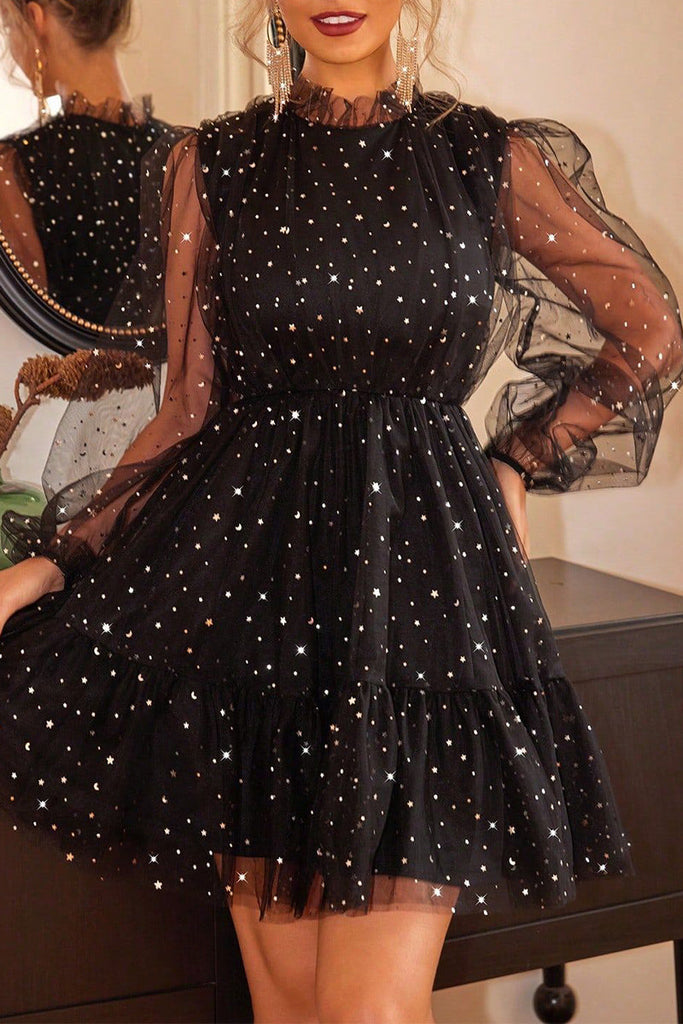 WW | Prom Elegante Pailletten Mesh O-Ausschnitt Abendkleider - 3 Farben