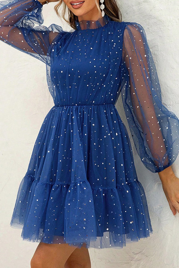 WW | Prom Elegante Pailletten Mesh O-Ausschnitt Abendkleider - 3 Farben