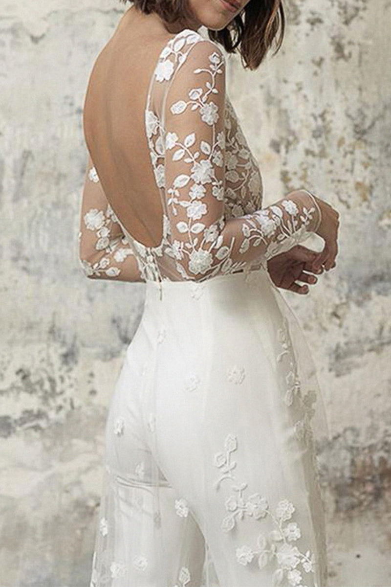 WW | Sexy Spitze Patchwork O-Ausschnitt Gerade Overall